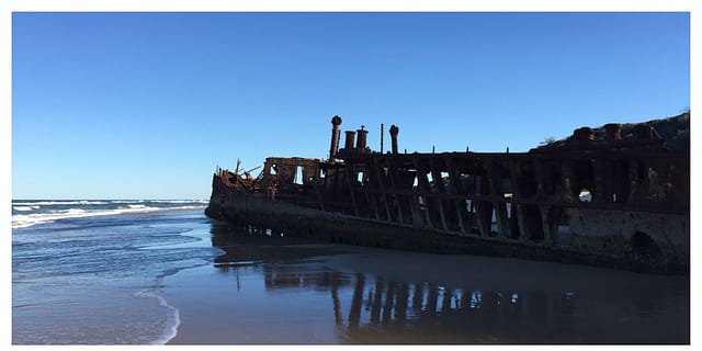 The shipwrecked SS Maheno